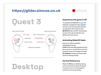 GliderVR Quest 3 and desktop control guide
